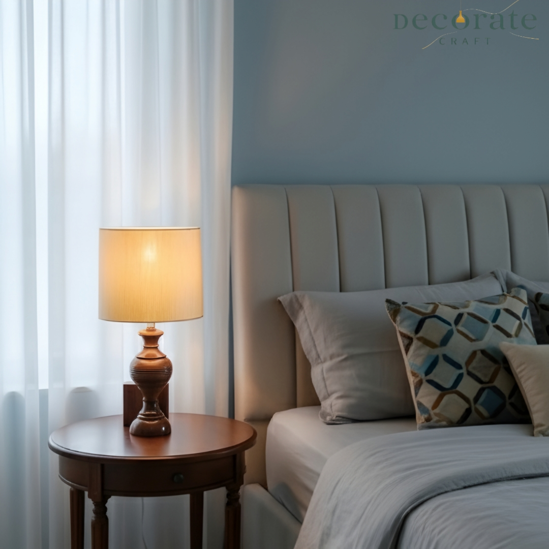 Beautiful & Durable – Premium Mahogany Wood Table Lamp