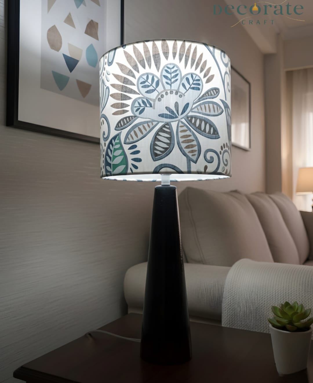 Premium Printed Mahogany Table Lamp