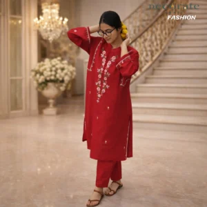 Elegant Jorjet Bold Red Cord Set (Premium Quality)